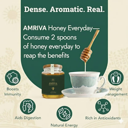 AMRIVA 100% Pure Raw Organic Honey –  500ml